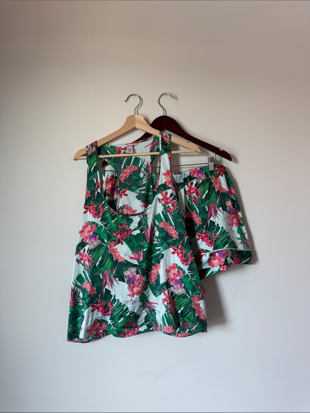 Victoria's Secret Pink and Green Tropical Floral Pj Set